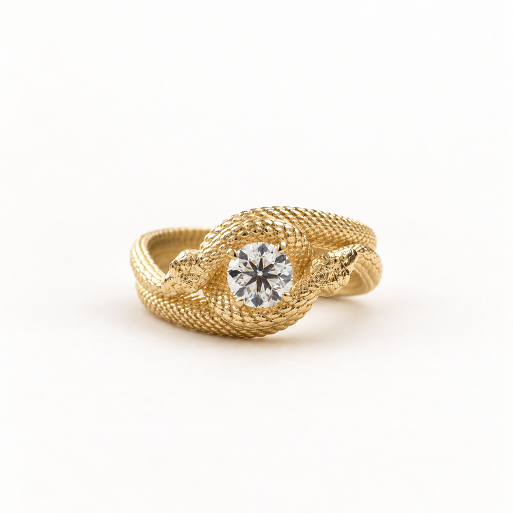 18K Double Serpent GIA 0.5 CT Diamond Ring