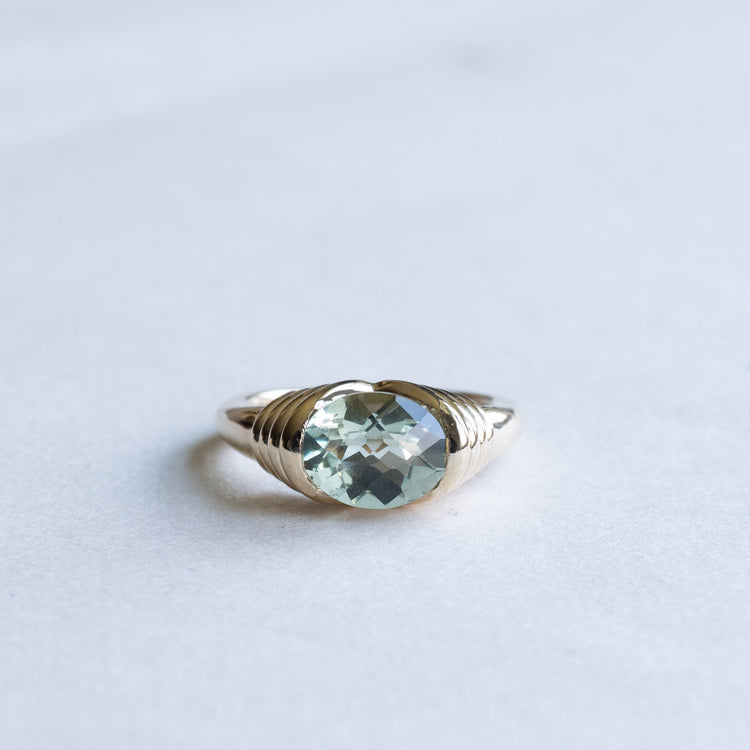 14K Green Amethyst Ring