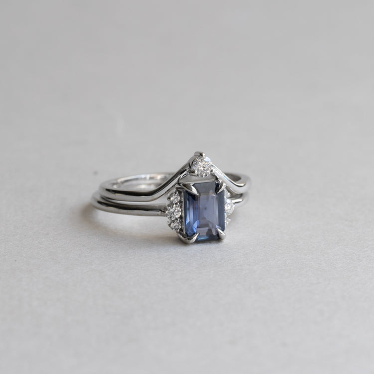 1 Carat Blue Sapphire Ring Set