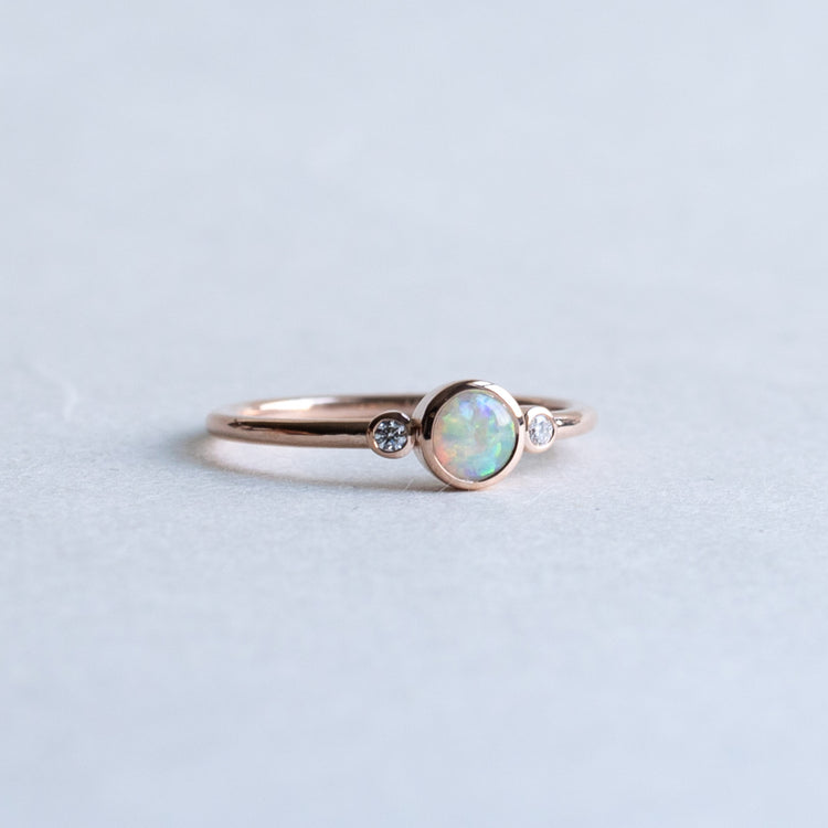 14K Opal Diamond Ring