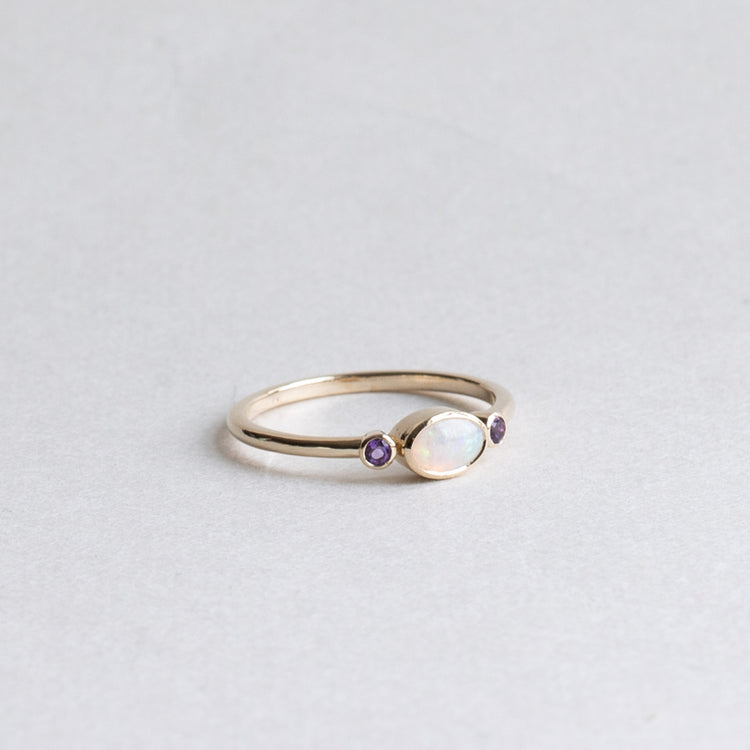 14K Opal Amethyst Ring