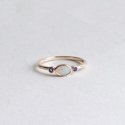 14K Opal Amethyst Ring
