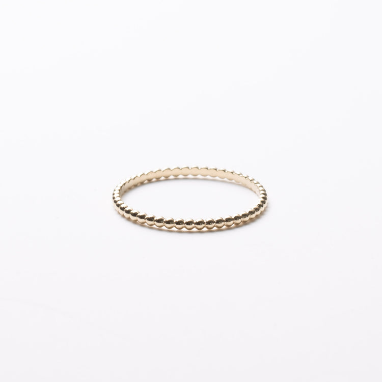 14K 1.35mm Beaded Stacker Band
