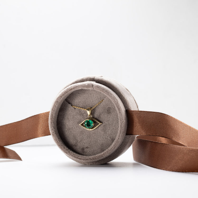 18K Emerald Evil Eye Necklace
