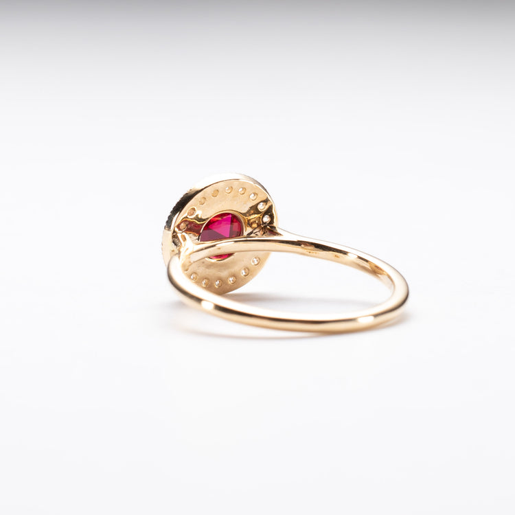 14K Lab Rose Cut Ruby Ring