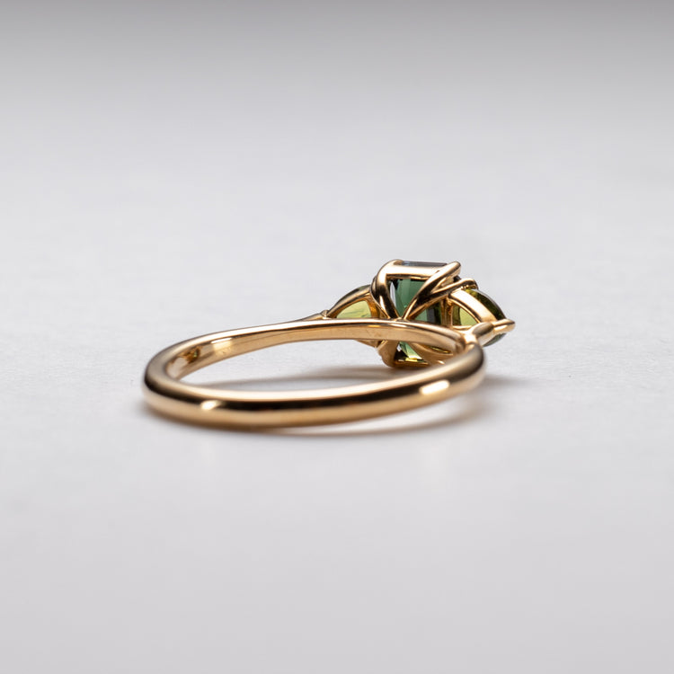 14K Green Sapphire Trio Ring