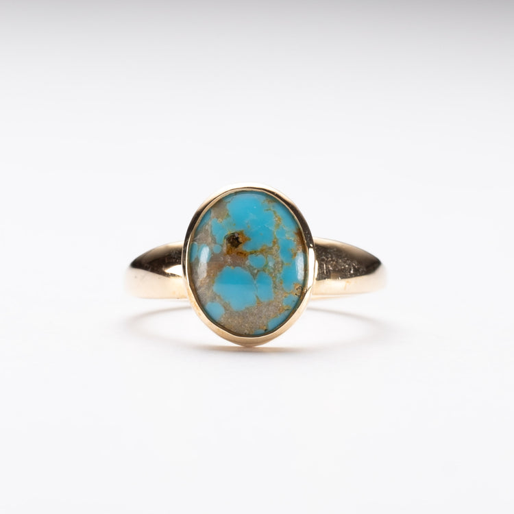 14K Blue Turquoise Ring