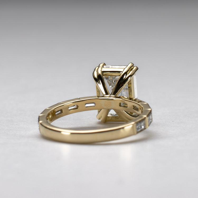 18K 3.5 Carat Emerald Cut Lab Diamond Engagement Ring