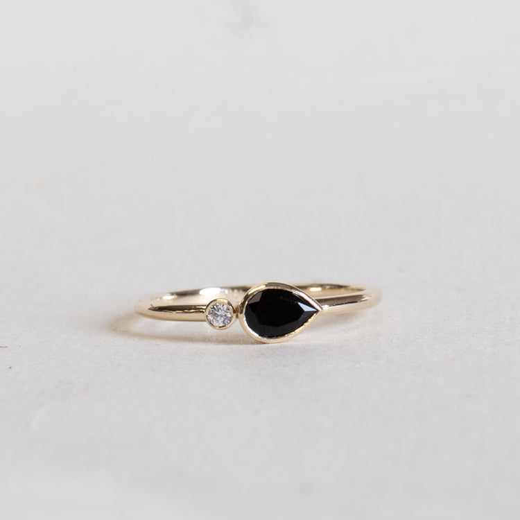 14K Moi et Toi Black Diamond Ring