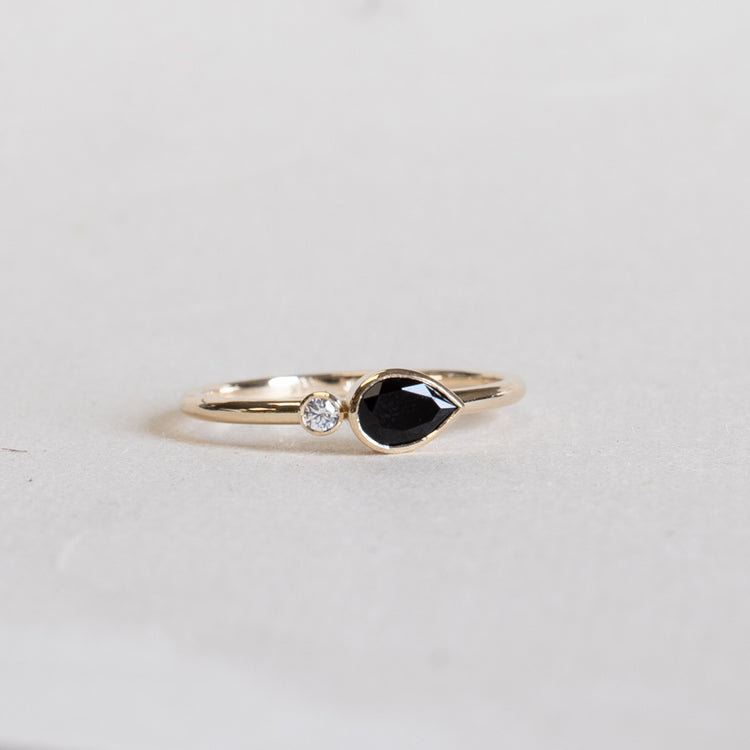 14K Moi et Toi Black Diamond Ring
