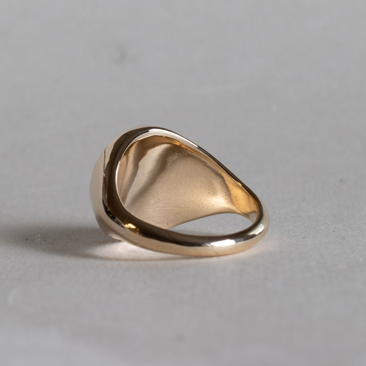 14K Tiger Diamond Signet Ring With Ruby Eyes