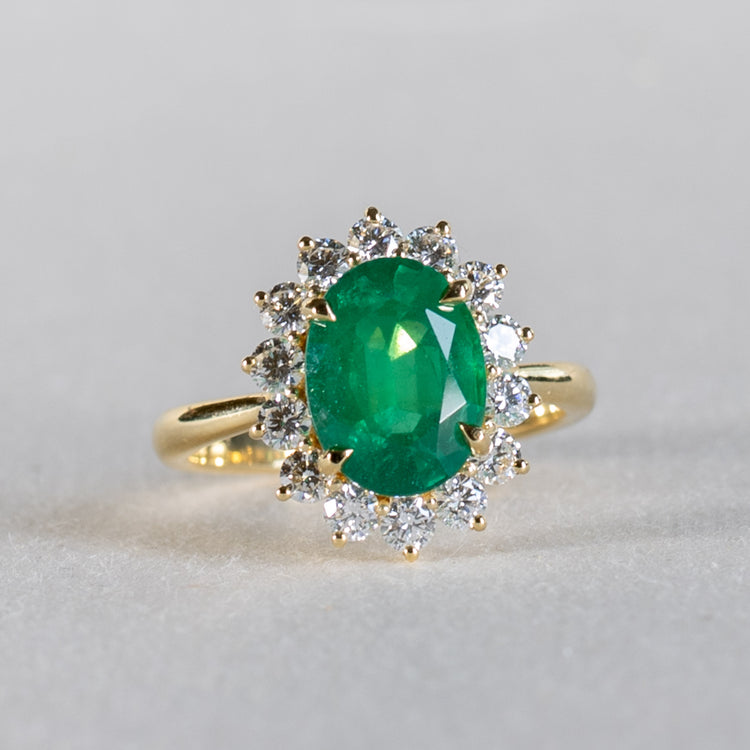 18K GIA 3.03 Carat Emerald Diamond Engagement Ring