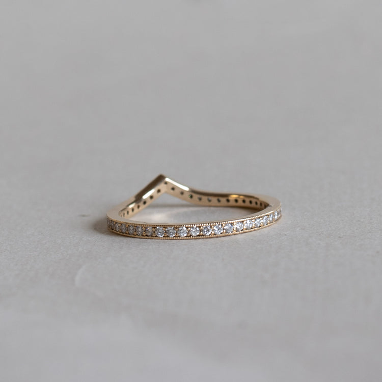 14K Chevron Gold Diamond Ring Guard