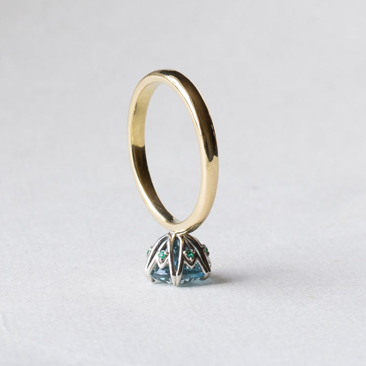 14K Aquamarine Engagement Ring