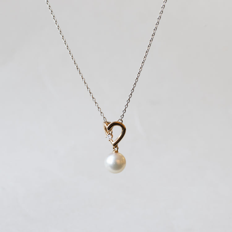 18K Two Toned Gold Pearl Estate Necklace