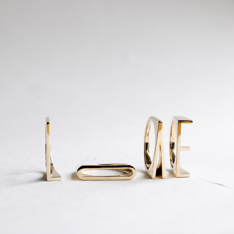 14K Letter Initial Ring