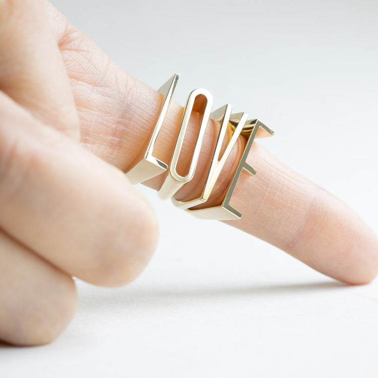 14K Letter Initial Ring