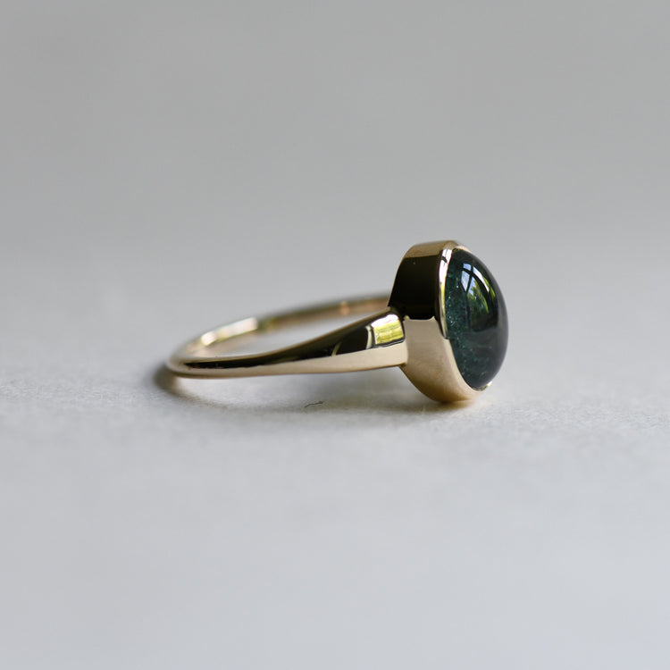 14K Moss Agate Oval Ring