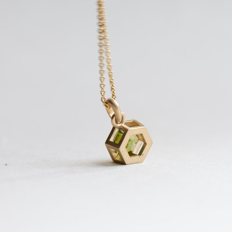 Hexagon Peridot Necklace