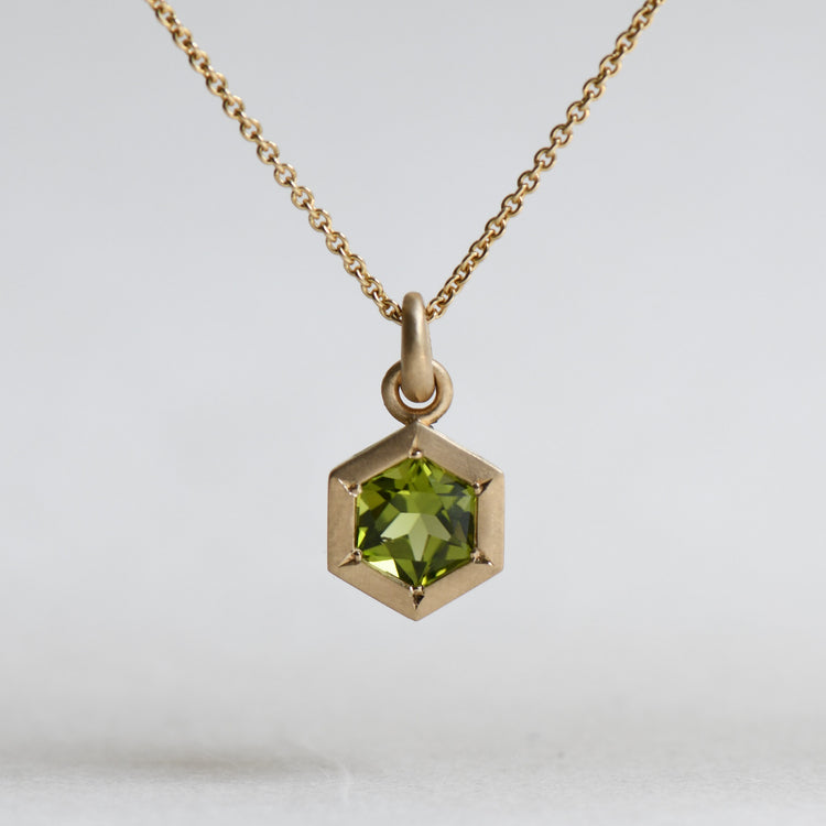 Hexagon Peridot Necklace