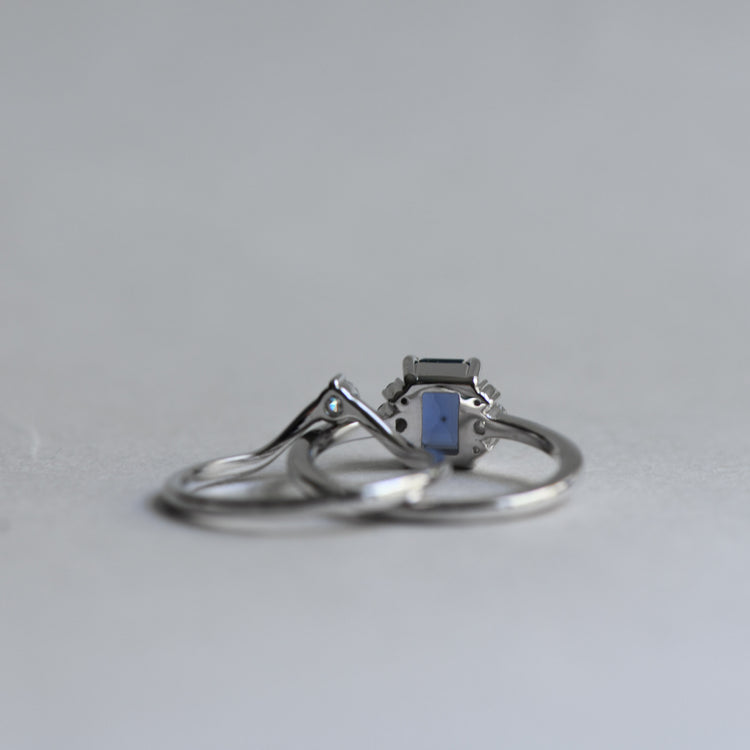 1 Carat Blue Sapphire Ring Set