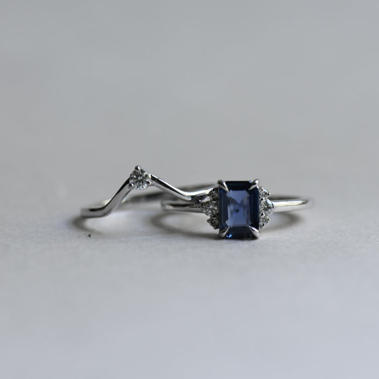1 Carat Blue Sapphire Ring Set
