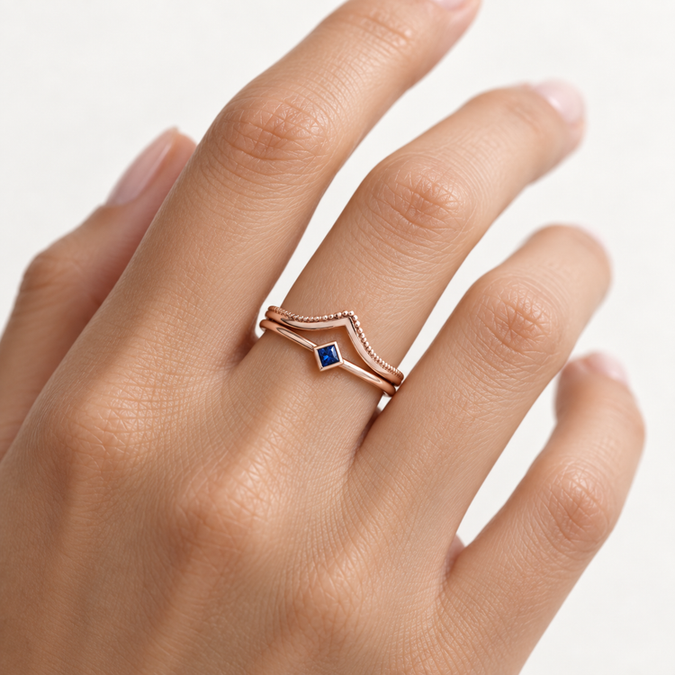 14k Princess Sapphire Set