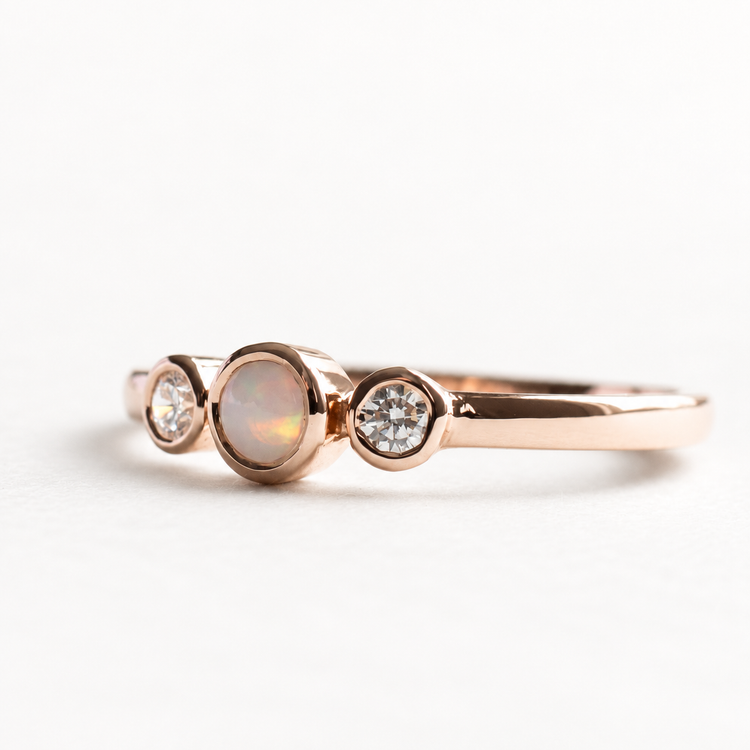 Opal Diamond Trio Ring