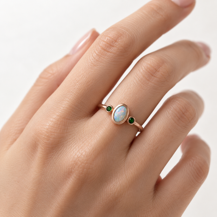 14K Trio Opal Ring