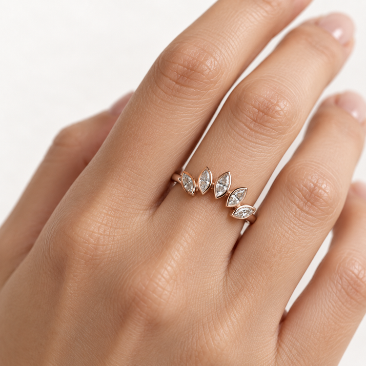 14k Rose Gold Tiara Marquise Ring