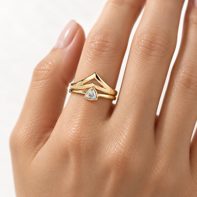 Moissanite Chevron Ring Set