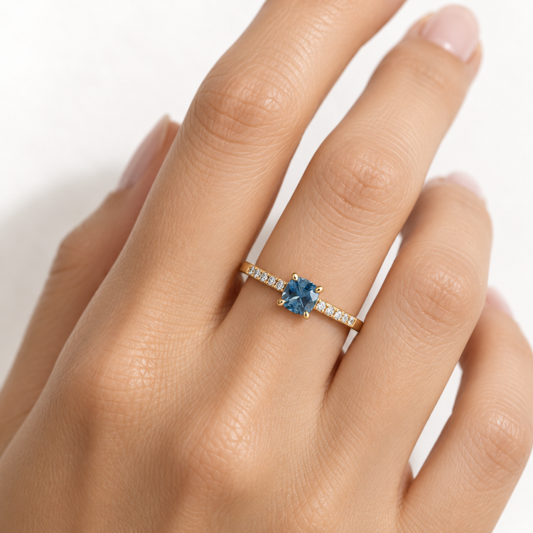 14k Sapphire Diamond Ring