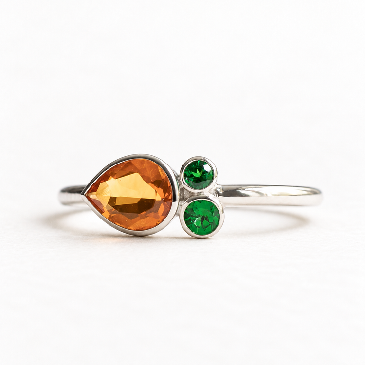 14K Mexican Fire Opal With Tsavorite Garnet