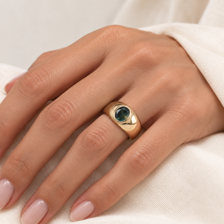14k Parti Sapphire Dome Ring