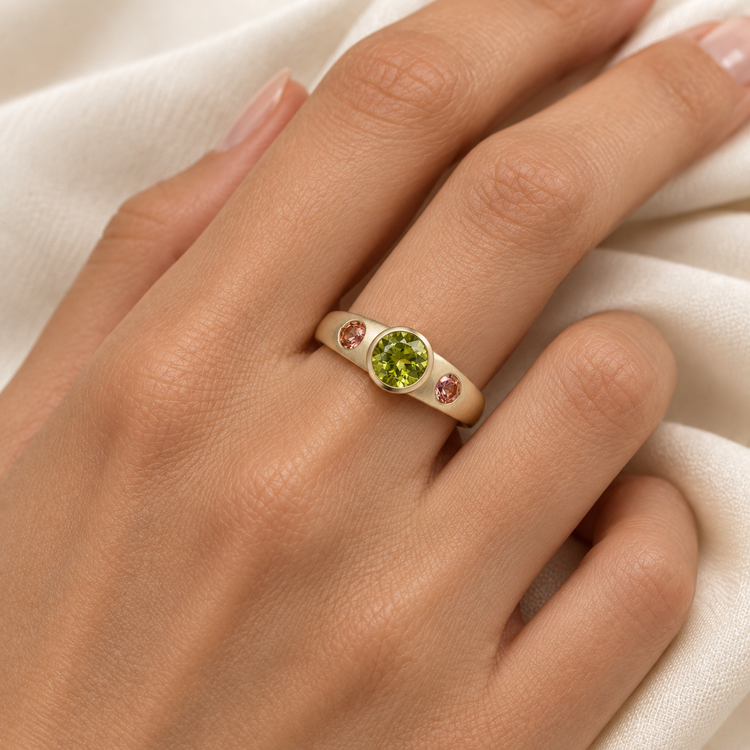 14K Peridot Topaz Ring