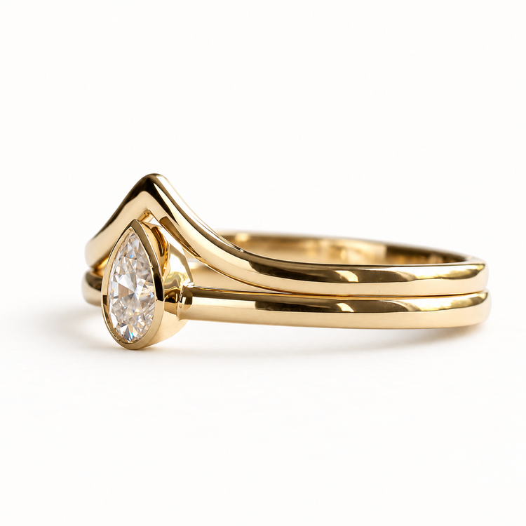14K Teardrop Moissanite Ring