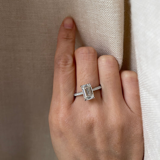 14K 3 Carat Lab Diamond Halo Engagement Ring