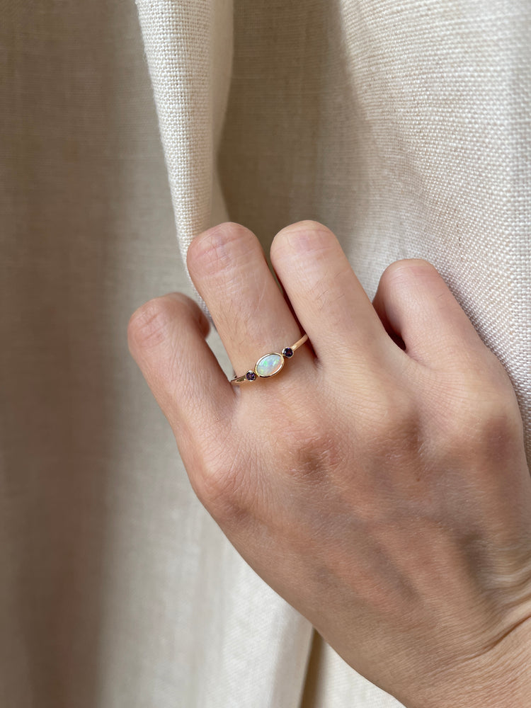 14K Opal Amethyst Ring