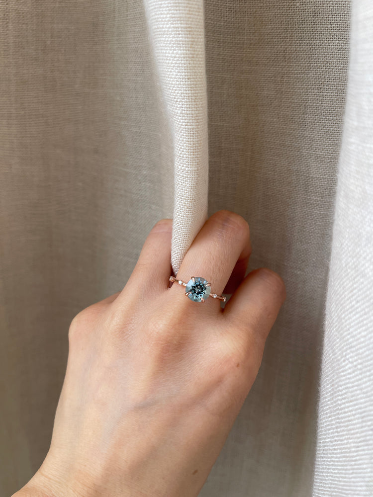 Aquamarine Diamond Ring