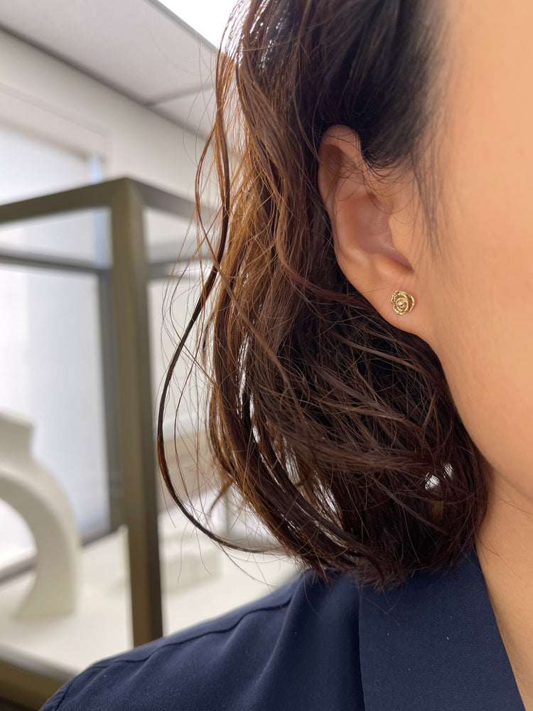 14K Diamond Rose Studs
