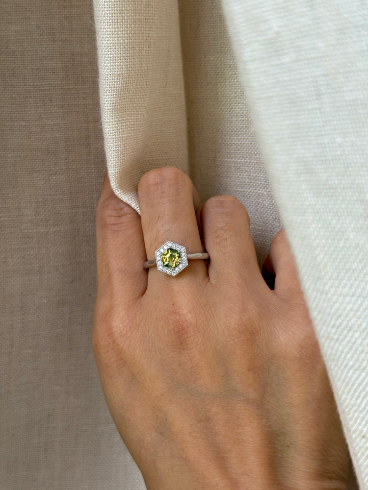 14K White Gold Australian Parti Sapphire Ring