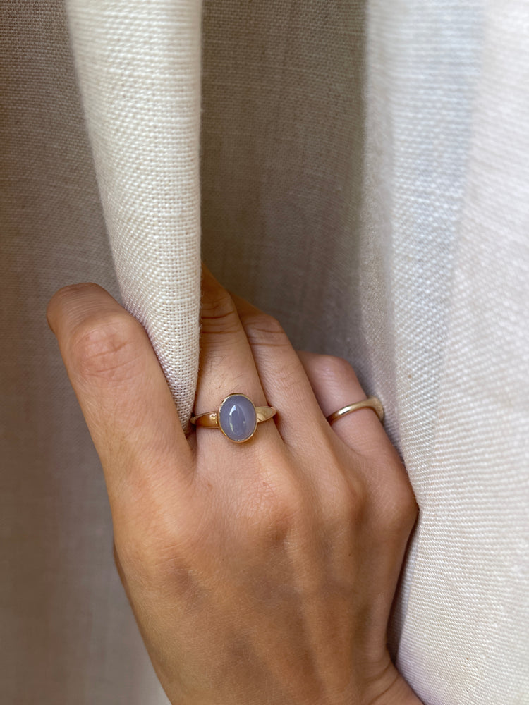 14K Blue Chalcedony Ring