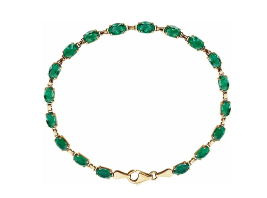 Lab Grown Emerald Oval Line Bracelet
