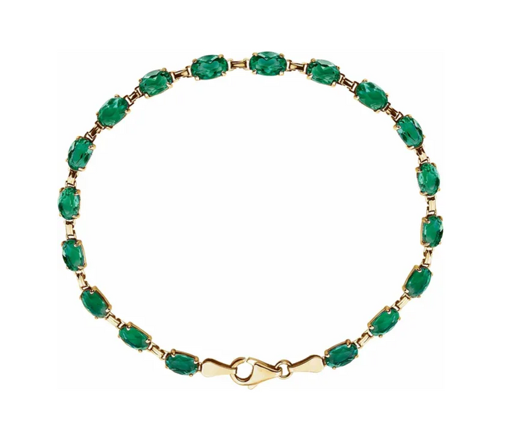 Lab Grown Emerald Oval Line Bracelet