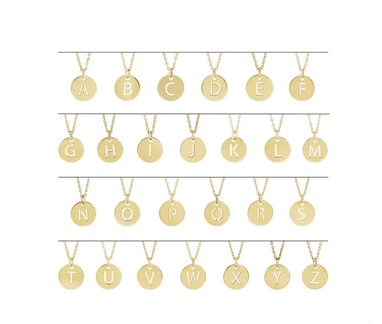 14K Initial Disc Necklace