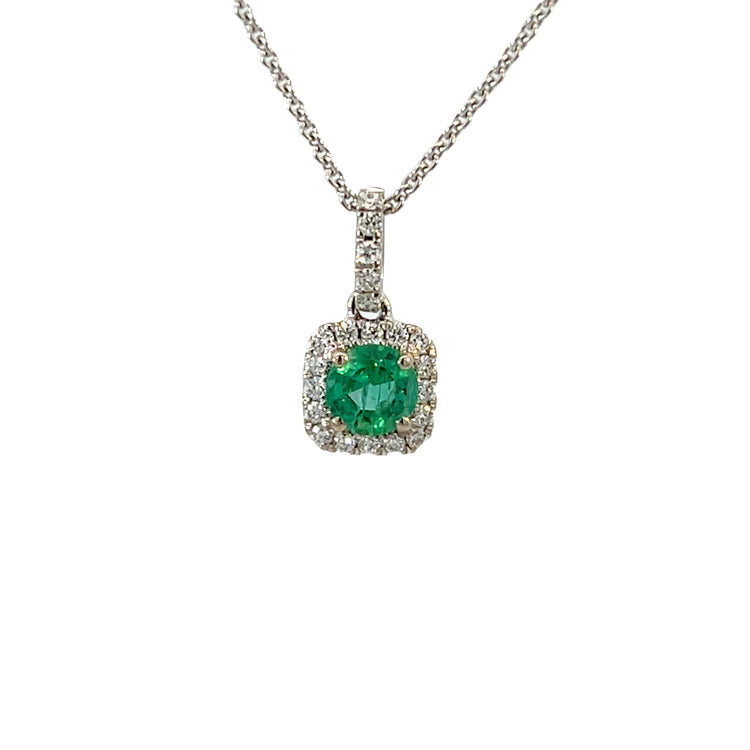 14k White Gold Emerald Necklace