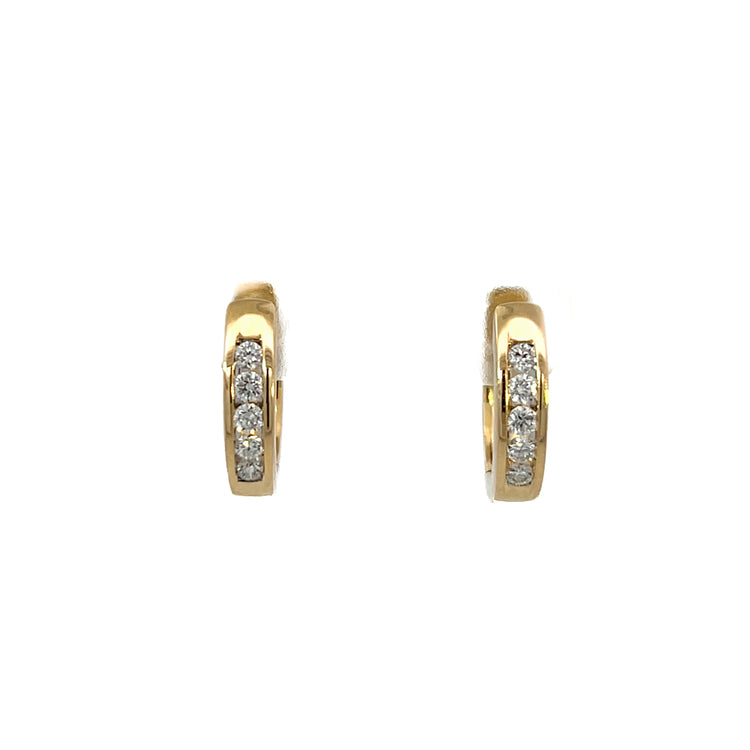 14K Gold Diamond Hoop Earrings