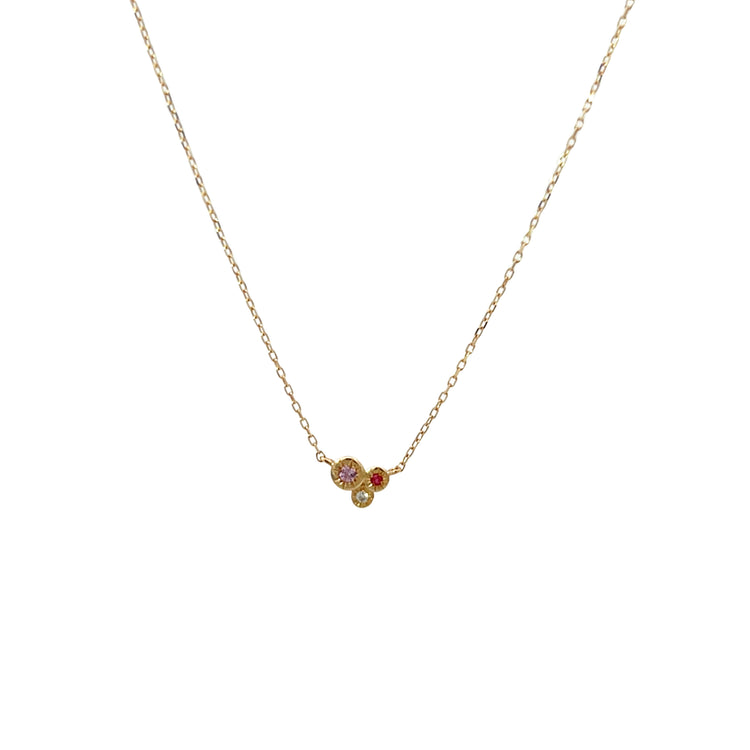 14k Solid Gold Ruby, Pink Sapphire, Diamond Necklace