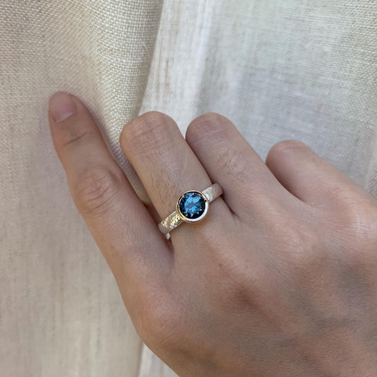 Silver Two Tone Topaz Ring