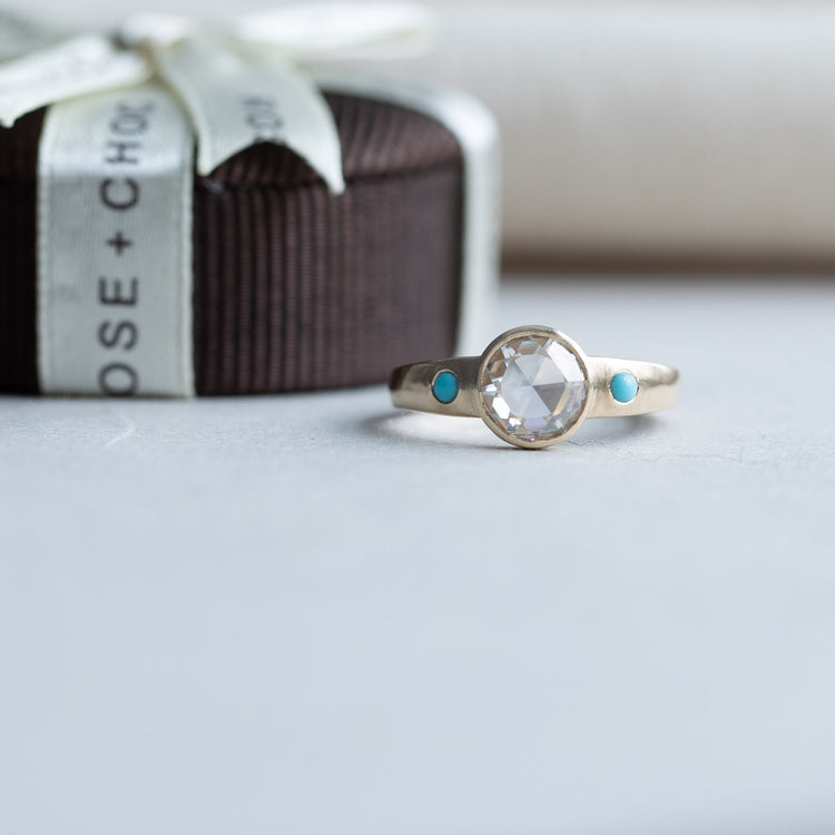 14K 1 Carat Diamond Rose Cut Ring